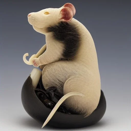 ivory sculpt of Chinese rats tobacco pipe with Chinese cloud and chinese fire pattern and many rats . artwork by tooth wu and wlop and alena aenami and greg rutkowski