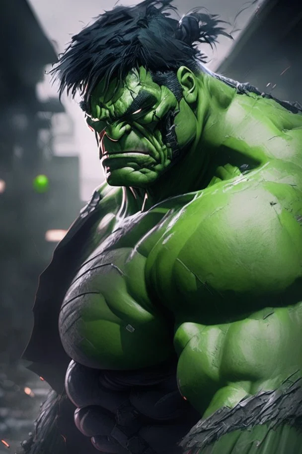 the hulk as ninja, anime, depth of field, nvidia graphics