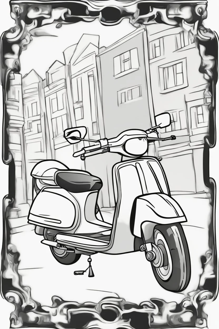 coloring page for kids, SCOOTY, thick outline, low details, no shading, no color