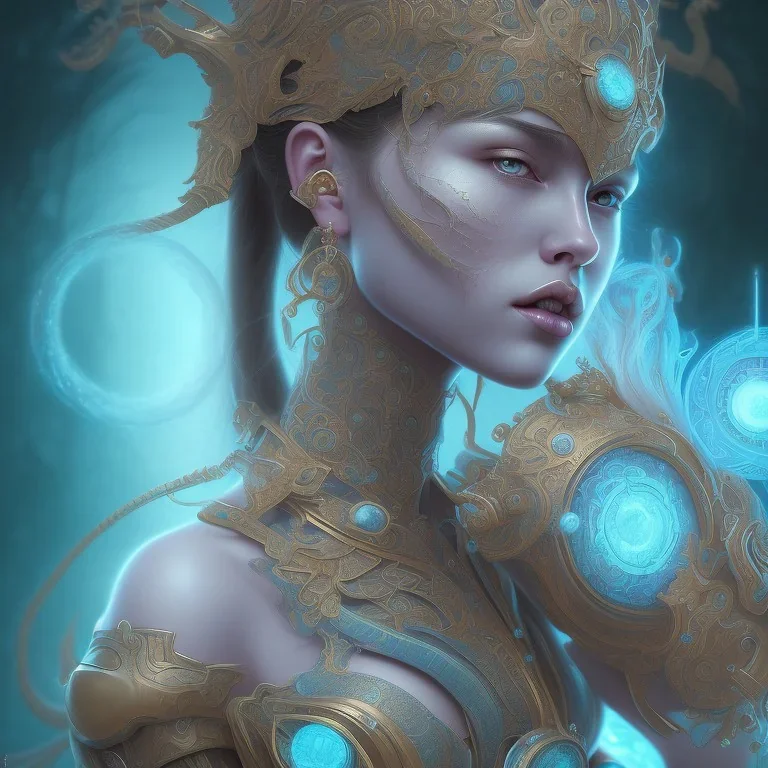 sango fantasy, fantasy magic, intricate, sharp focus, illustration, highly detailed, digital painting, concept art, matte, artgerm and paul lewin and kehinde wiley, masterpiece sexy lips Asian lady body turquoise space lady space sea