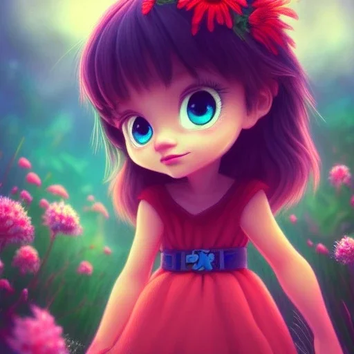 disney toddler, epic red king, crystal clear ice, majestic, ominous, wildflowers background, intricate, masterpiece, expert, insanely detailed, 4k resolution, retroanime style, cute big circular reflective eyes, cinematic smooth, intricate detail , soft smooth lighting, soft pastel colors, painted Rena