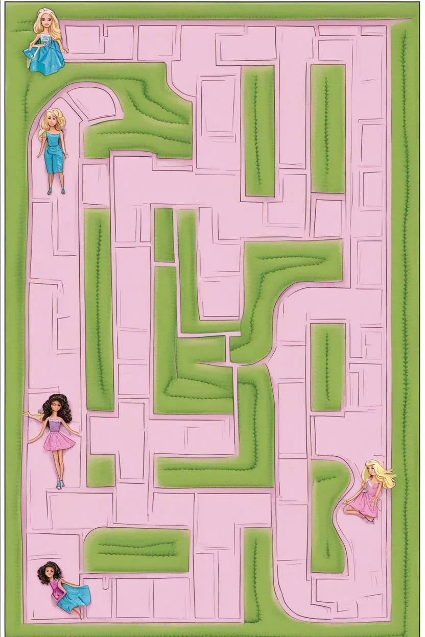 a fun barbie maze. should be clear and defined. easy for kids