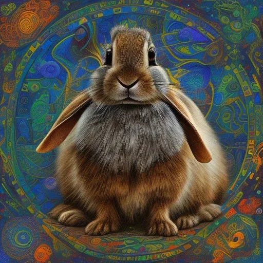 rabbit with blue third aye, aboriginal, dot painting, indiginous, dot, mud, dream-time, abstract, dots, natural pigment, extremely sharp detail, finely tuned detail, ultra high definition, 8 k, unreal engine 5, ultra sharp focus, art germ and Paul Lewin and Kehinde Wiley