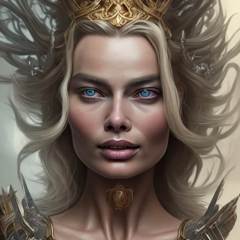 perfect face margot robbie, big boobs long black hair, Unreal Engine 5, highly detailed, highest quality, digital painting, complex 3d render, unreal engine render, insane detail, intricate photograph quality, magnificent, majestic, highly intricate, Realistic photography, grand hall, wicked throne, holding scepter, crown of barbwire, dark color palette, metallic, highly detailed, highest quality, digital painting