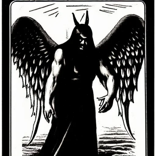 Angel code prophecy name words black and white Satan card