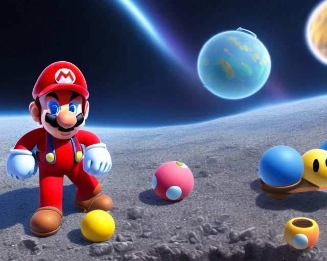 super mario in spacesuit with planets in background 4k