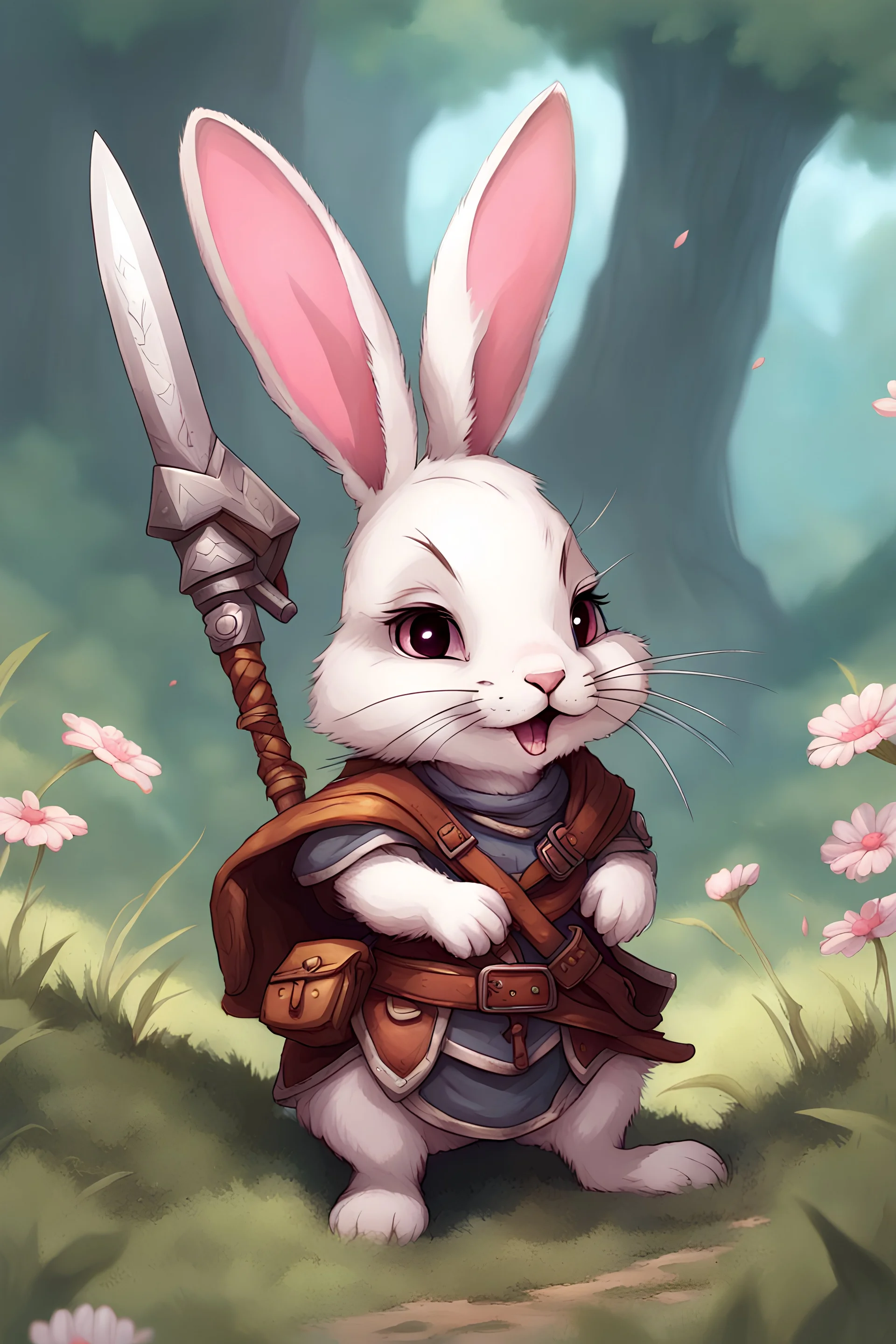 Cute bunny adventurer dnd art realism soul sucking