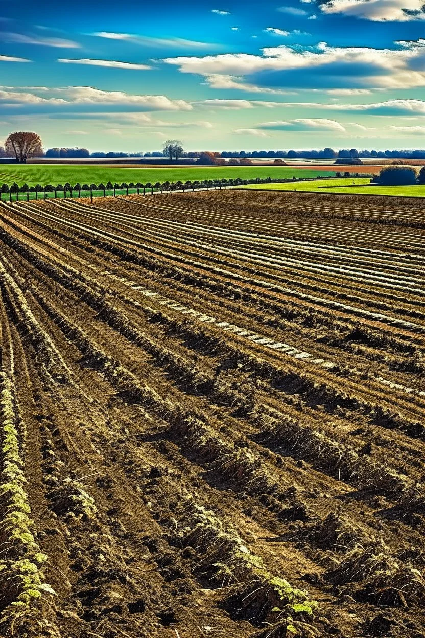 A beautiful landscape with a ploughed land