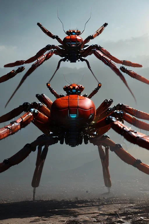 spider dragon-fly mecha hybrid, surreal organics, bio mechanical, dystopian, sci-fi horror