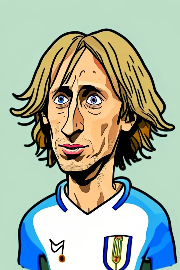 Luka Modric Croatian soccer player 2d cartoon