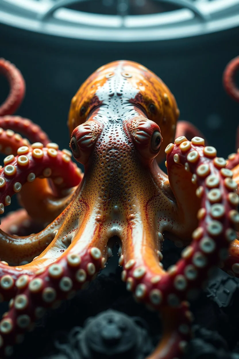 A hyper-realistic photo, horror octopus tentacles , full size photo,,64K, hyperrealistic, ,colourfull , 4K ultra detail, , real photo