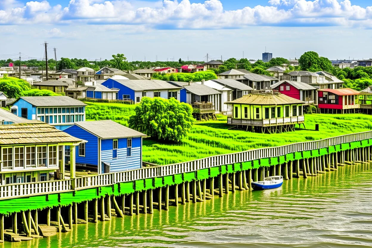 A new orleans style port city on a river delta