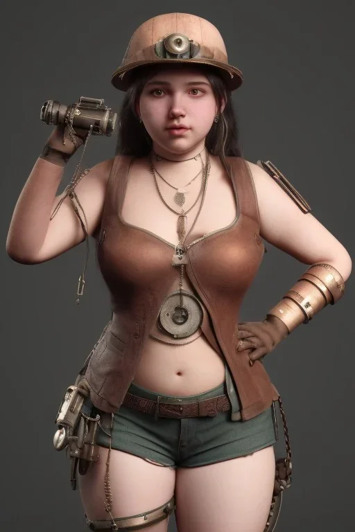 steampunk, girl, overweight, close up