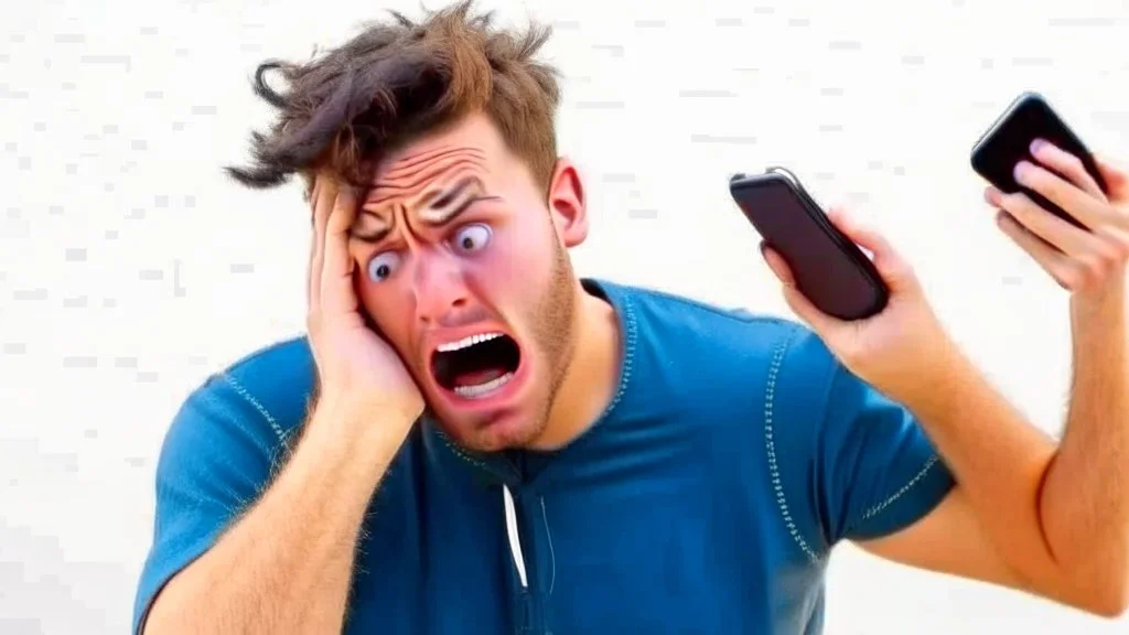 guy baffled by phone with no service