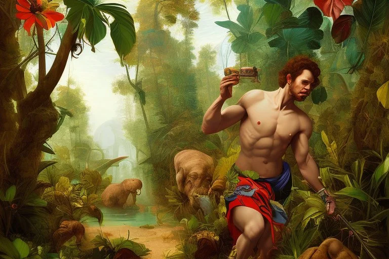 Man in the colorful jungle by Caravaggio