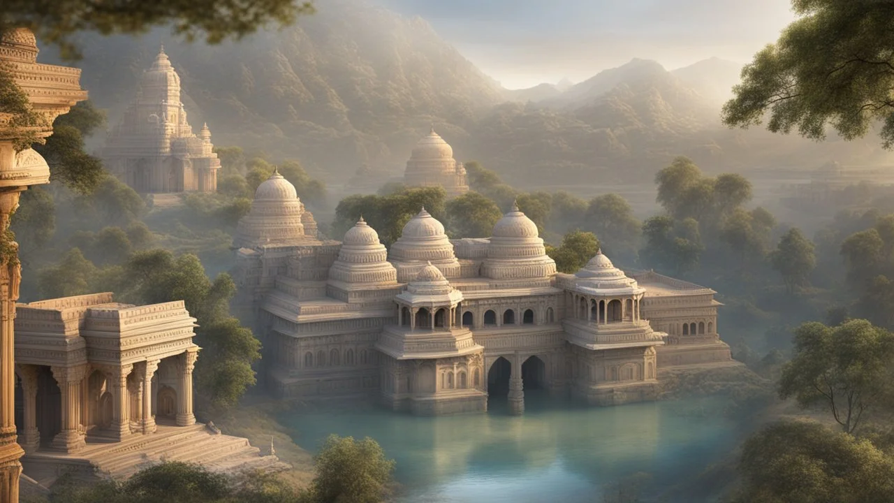 an ancient indian city. marble. fantasy