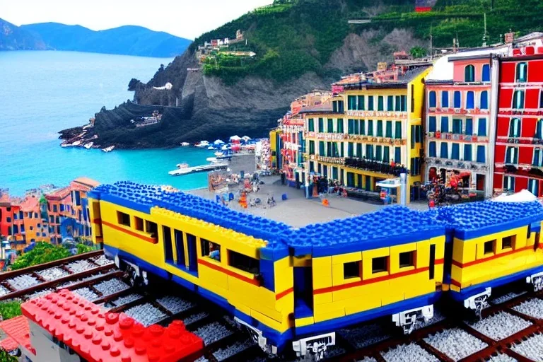 Lego Train in lego riomaggiore italy sea town lego