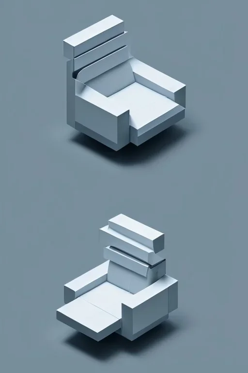 isometric clean art of a chair, sharp lighting, contrast gradients, high definition, 3d icon clay render, blender 3d