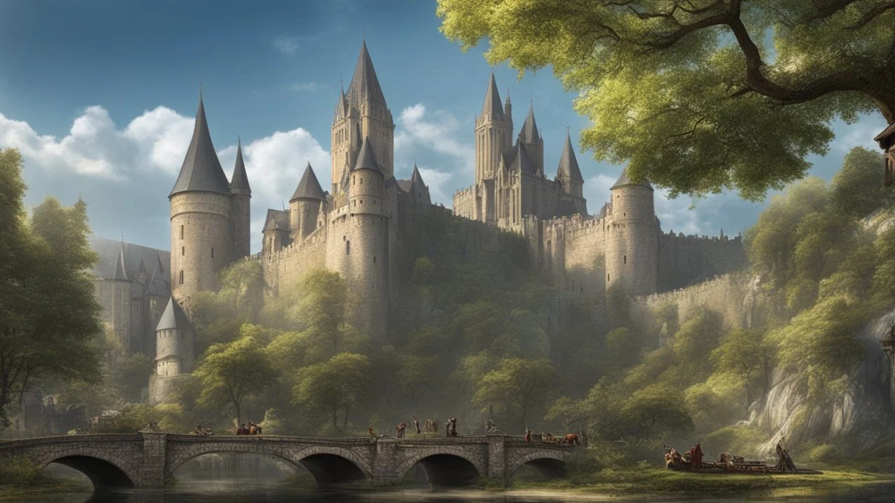 beautiful medieval european capital. fantasy setting. dramatic.