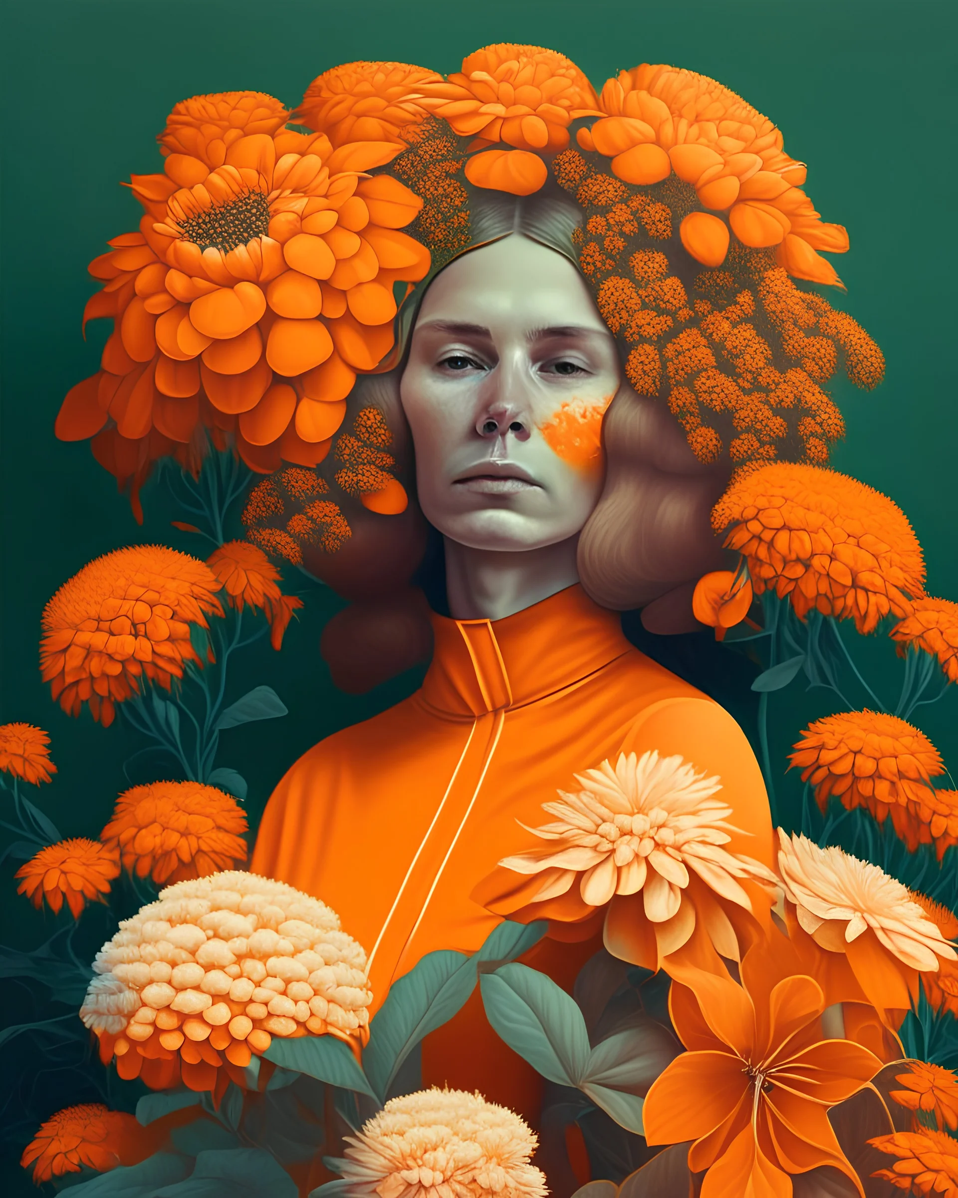 mulher caucasiana rainha flores plantas laranja cidade