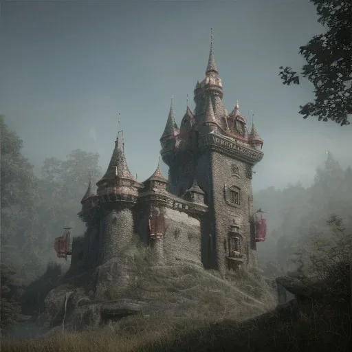 Mysterious castle, octane render, intricate details, ultrarealistic style, 8k resolution