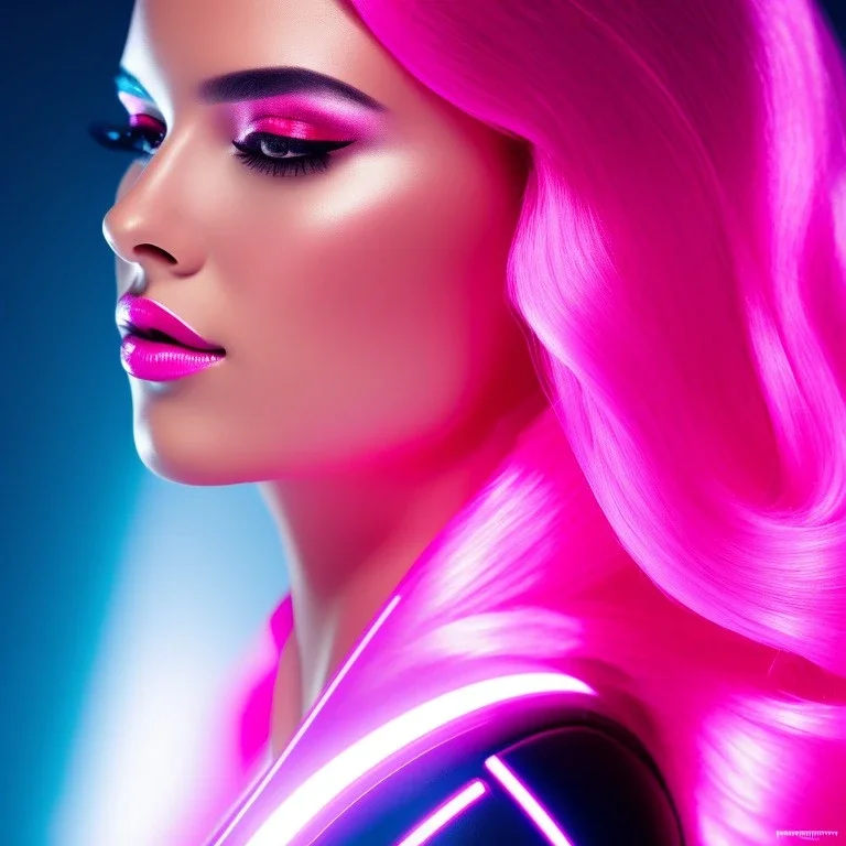 cyberpink, head, woman, portrai, tron