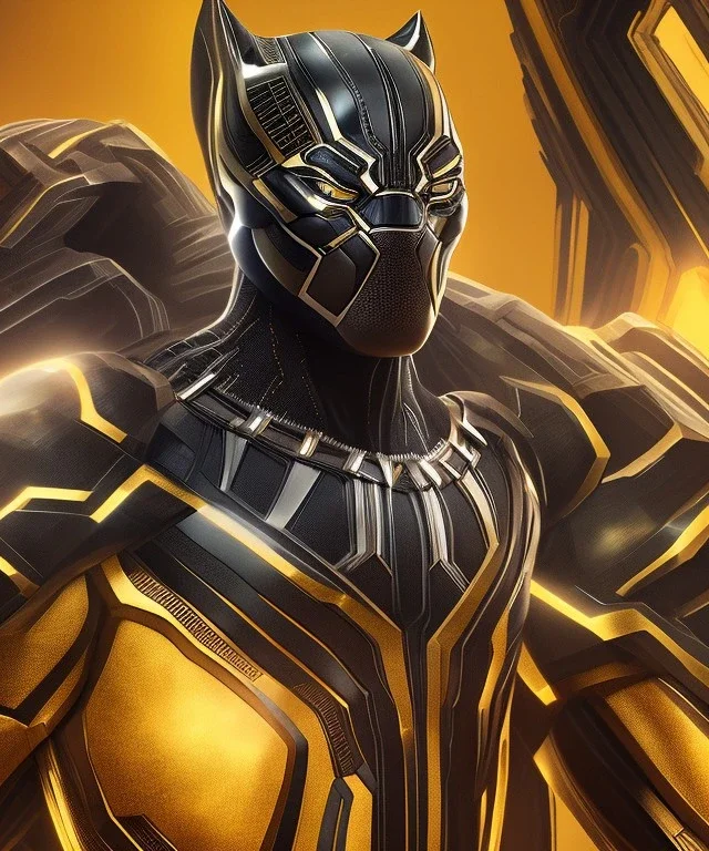 black panther, golden armor suit, full body close up, soft light atmosphere, light effect，vaporwave colorful, concept art, smooth, extremely sharp detail, finely tuned detail, ultra high definition, 8 k, unreal engine 5, ultra sharp focus