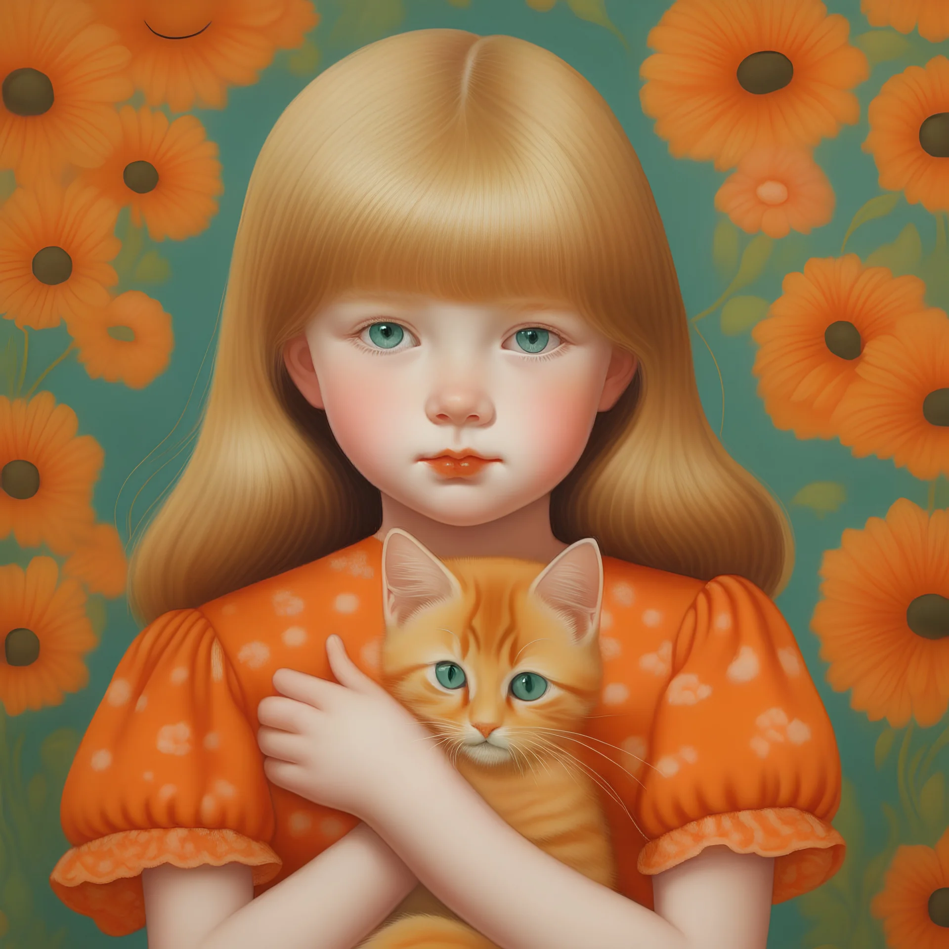 Autochrome, girl with orange cat