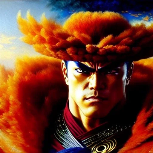 portrait of 'Kaioh-Fist of the North Star', painting by gaston bussiere, greg rutkowski, yoji shinkawa, yoshitaka amano, tsutomu nihei, donato giancola, tim hildebrandt, oil on canvas, cinematic composition, extreme detail,fit full head inside picture,16k