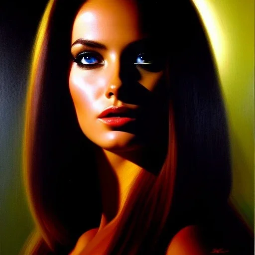 portrait of beautiful Android C-18 painting by Brom , oil on canvas, cinematic composition, extreme detail,fit full head inside picture