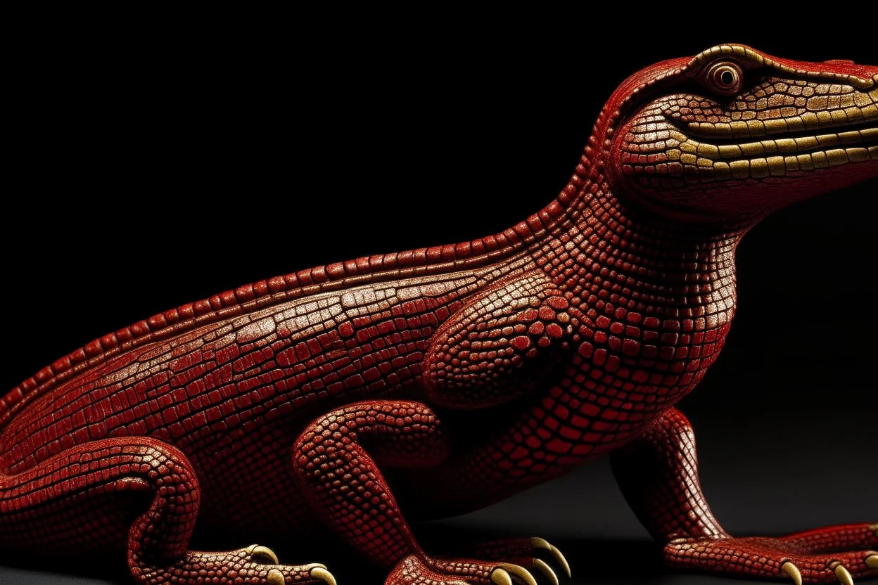 A dark red reptile designed in ancient Greek vases