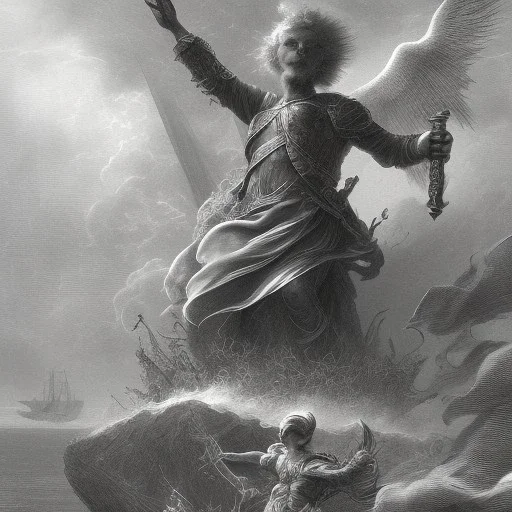 gamepad, Gustave Doré black and white illustration