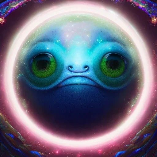 super cute fantasy creature, cute big circular reflective eyes, galactic glitter background, delicate colors, ultra detailed, smooth, light effect，vaporwave colorful, smooth, extremely sharp detail, finely tuned detail, ultra high definition, 8 k, unreal engine 5, ultra sharp focus