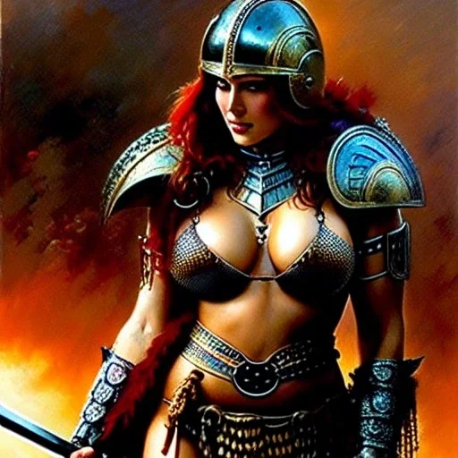 portrait 'beautiful Sexy Extra busty RedSonja naked ',ancient metal armor and Helmet ,painting by gaston bussiere, greg rutkowski, yoji shinkawa, yoshitaka amano, tsutomu nihei, donato giancola, tim hildebrandt, oil on canvas, cinematic composition, extreme detail,fit full head inside picture,32k