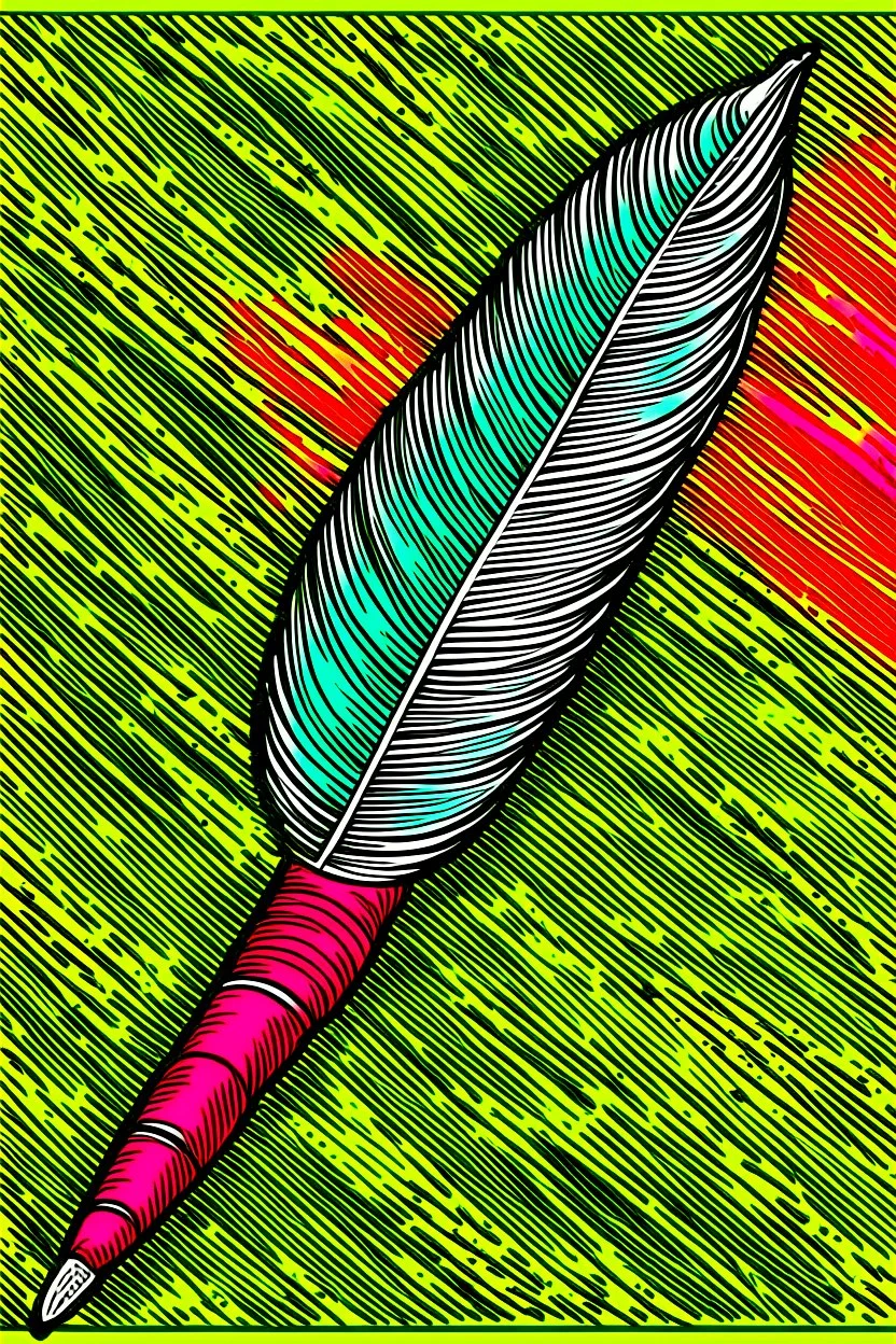 Vintage pop art style, quill of god