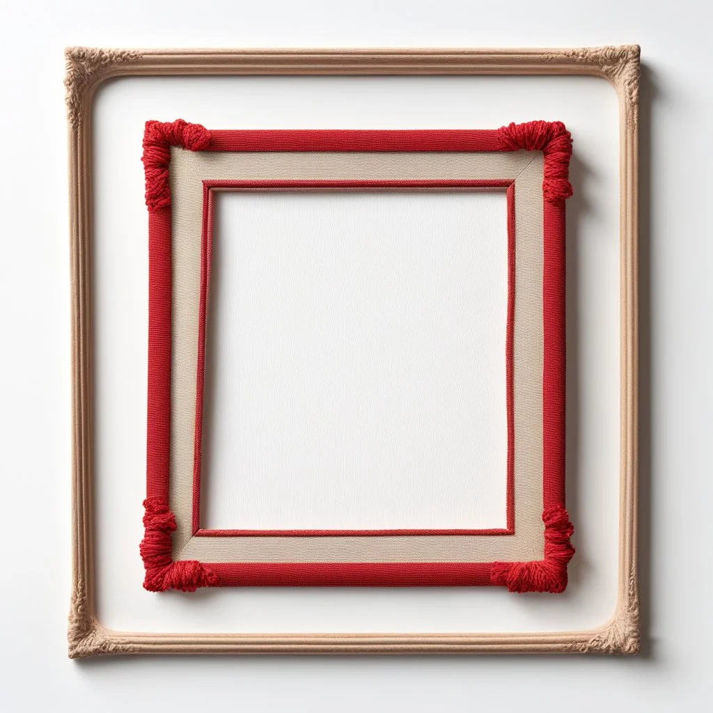 Embroidery frame without content on white background for removal