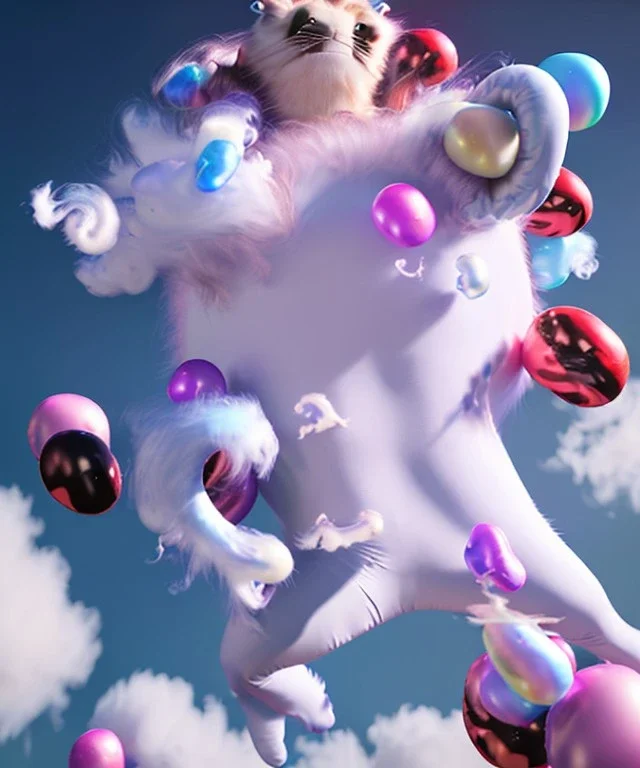 Ultra realistic speed clouds sky scene, wide angle view, sweet men falling down, Childs, feather inflatable color clothing, free jumping flying, many trinkets, hair monster, many jelly beans, balls, color smoke, smile, happy, circus style, extreme, wind, clouds sea, 20,000 feet altitude, stratosphere, soft color, highly detailed, unreal engine 5, ray tracing, RTX, lumen lighting, ultra detail, volumetric lighting, 3d, finely drawn, high definition, high resolution.