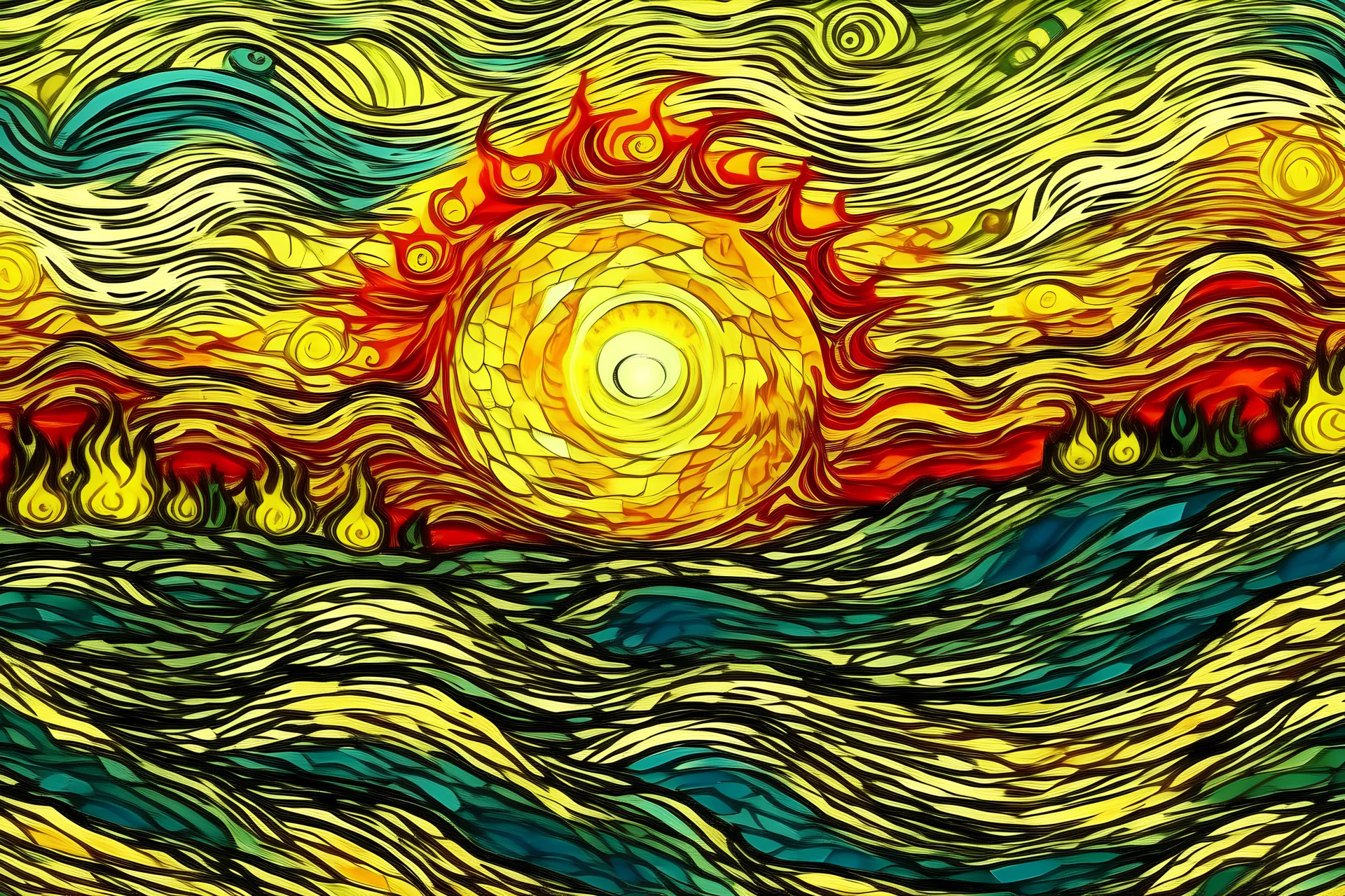 van Gogh style, sun