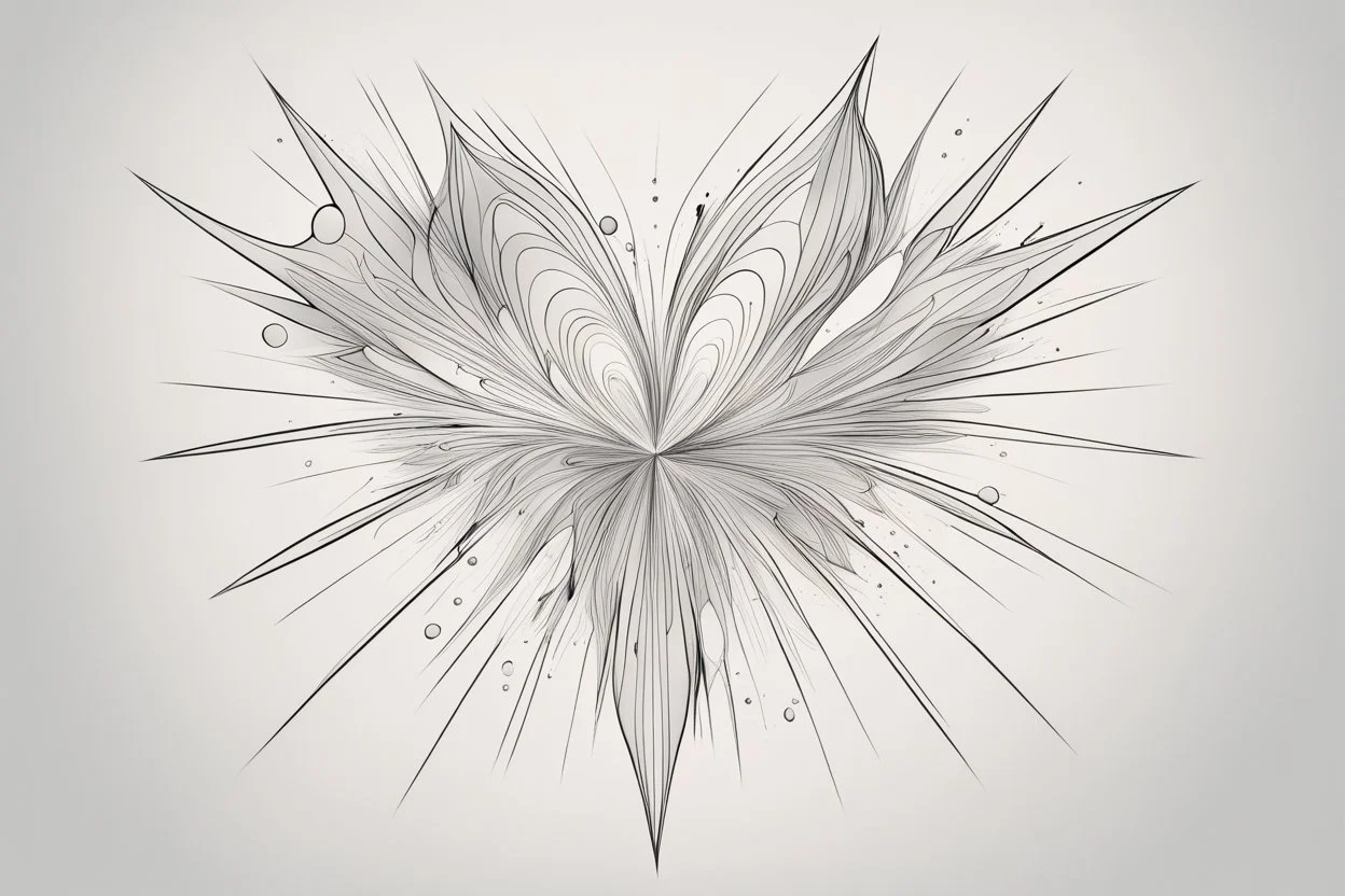 На нём, рядом с каплями чернил и неловкими линиями, угадывались два переплетённых контура — один острый и угловатый, похожий на кристалл или звёздную вспышку, другой — более плавный, похожий на крыло или падающий лепесток. Они были соединены в центре чем-то, напоминающим одновременно и сердце, и маленькое солнце.