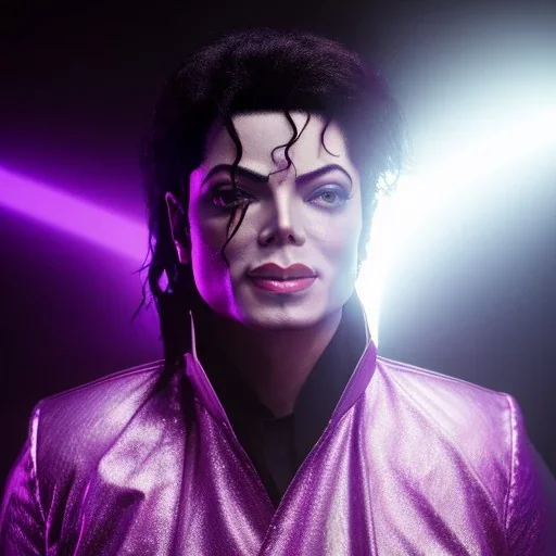 Michael Jackson,purple light effect, closed eyes, rtx, reflection, 8k, glow, winning photography, caustics