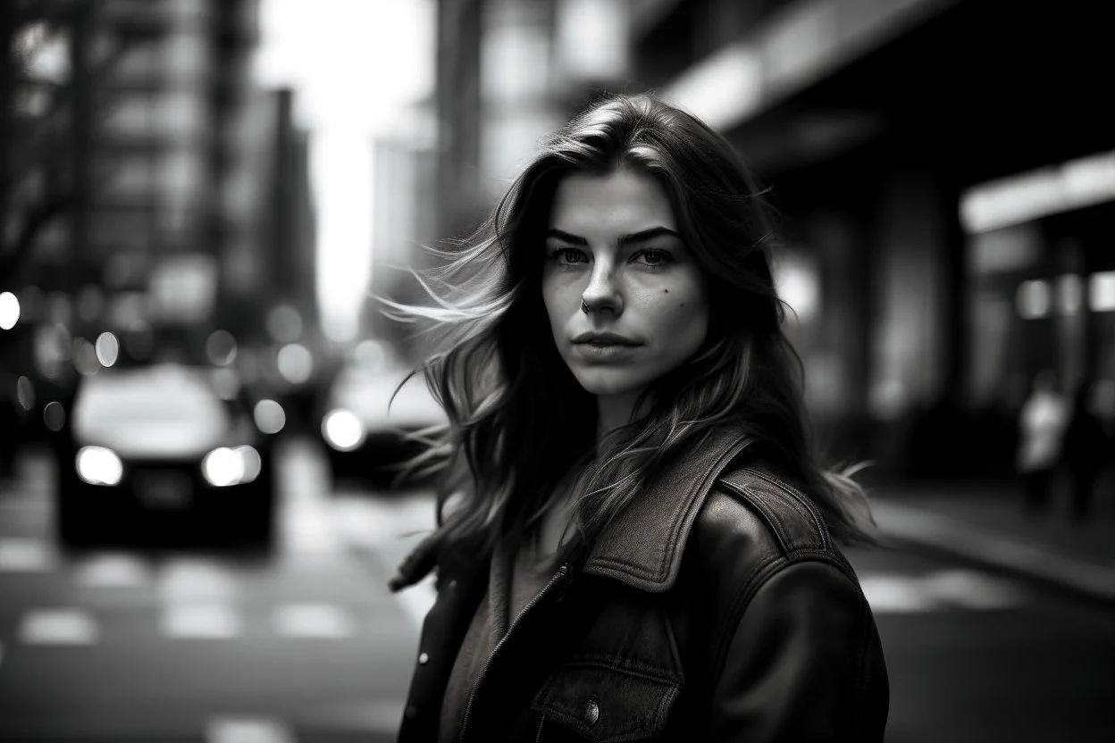 Una sirena perdida en una gran ciudad. Fotografía realizada con cámara Hasselblad y objetivo de 50 mm. Fotografía en Blanco y Negro.