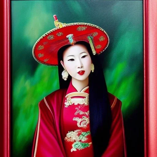 Full body portrait, painting, medium shot lady style of 🎏🪩🪅🎎