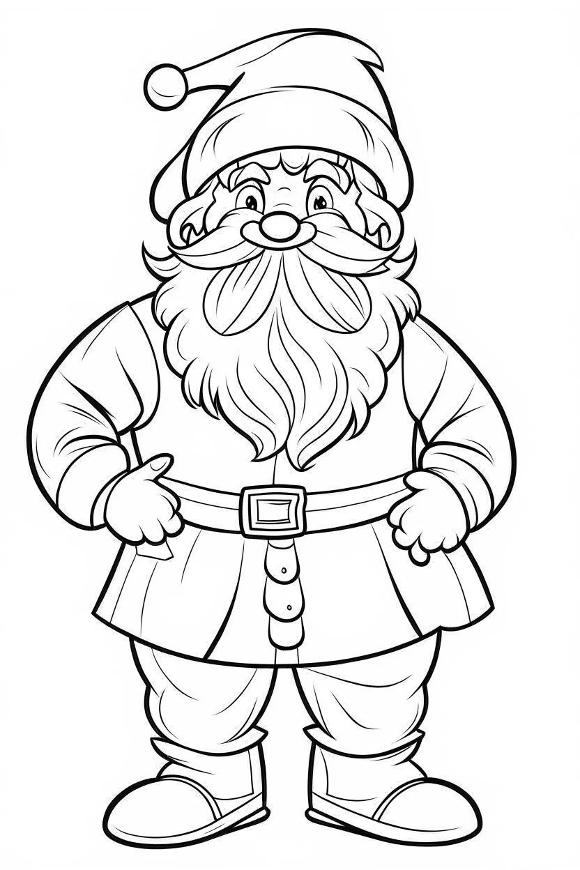 coloring page for kids, Santa, cartoon style, thick outline, low details, no shading, no color