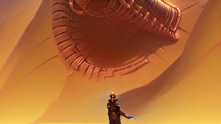 in front of dune giant sandworm