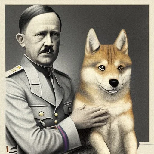 doge sitting with Hitler during ww2 Germany