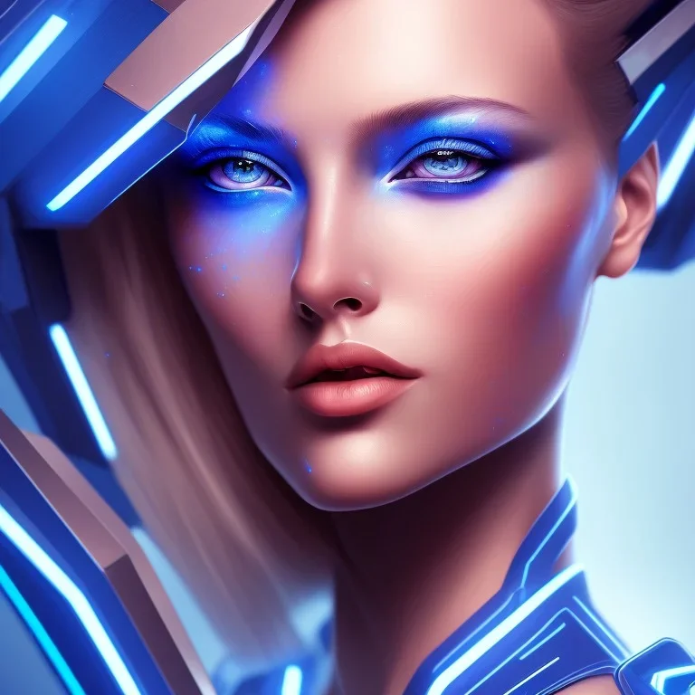 cyberblue, head, women, portrai, tron