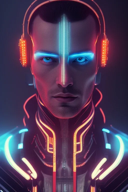 cyberpunk, head, men, portrai, tron