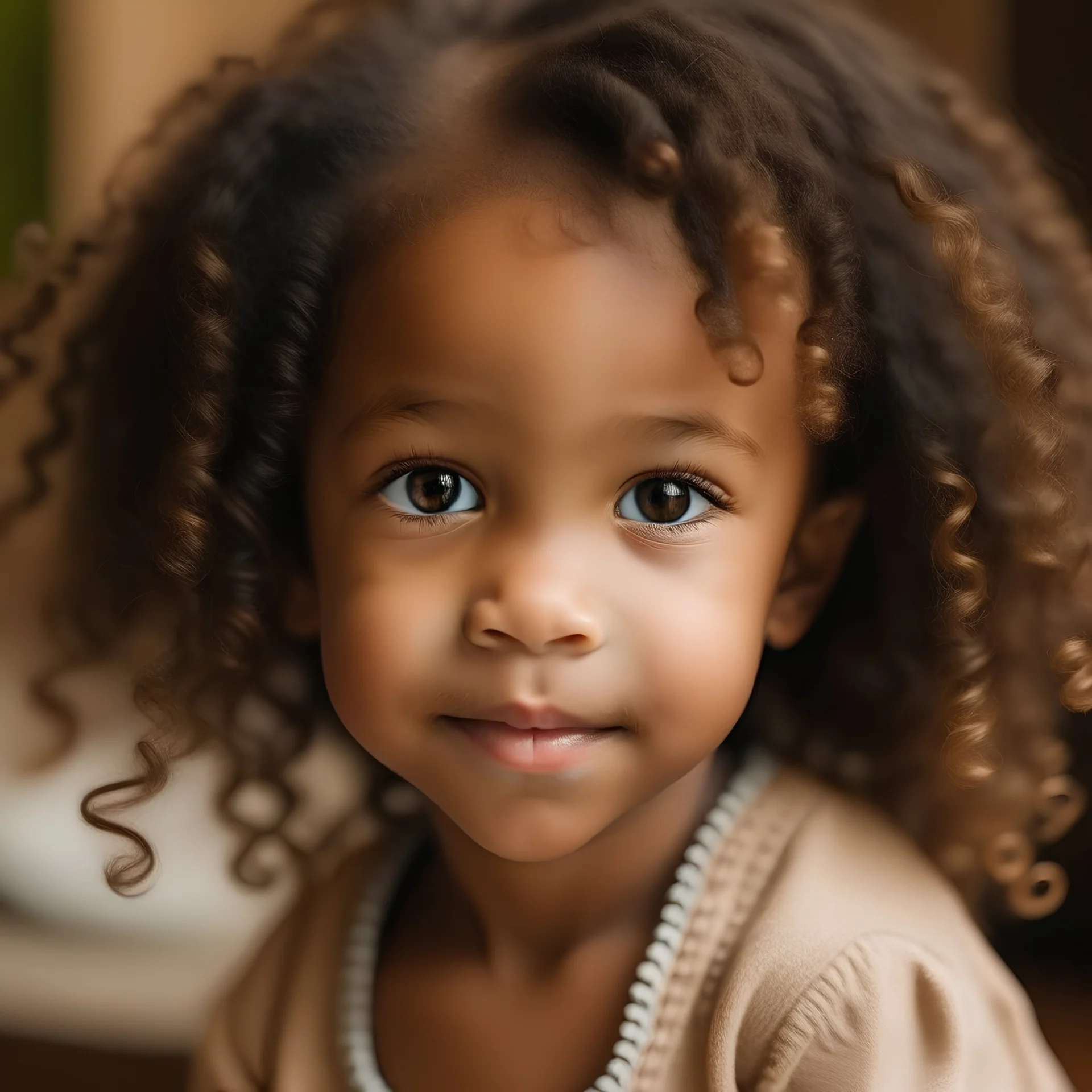 Portrait of a cute little african american girl with curly hair