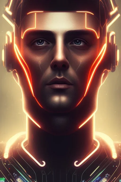 cyberpunk, head, men, portrai, tron