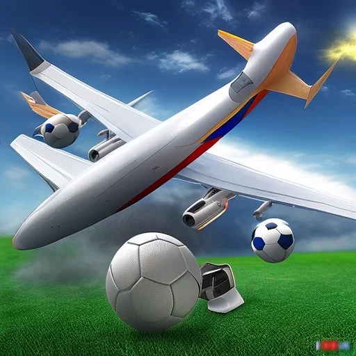 Football match on aeroplane